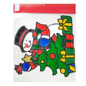 Christmas Window Cling, Snowman And Tree- 30x0.16x33cm