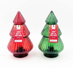 Christmas Novelty: Christmas Tree with Bulb Lights, Red/Green- 12.5x22cm