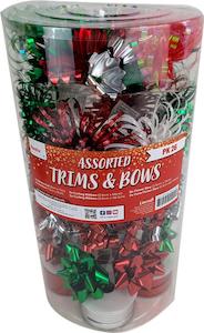 Christmas Novelty: Christmas Tube Of Trims & Bows, Pk26