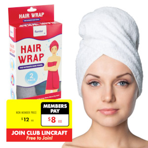 Bathroom: Formr 2pk Cotton Hair Wrap - Assorted
