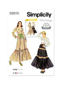Womens Tops: Simplicity Pattern S9816 Misses' Blouse and Skirts