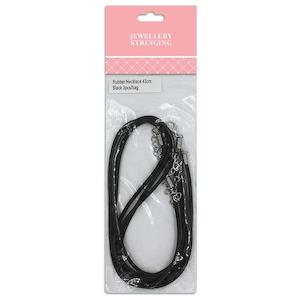 Cord Chain Wire: 43cm Rubber Necklace, Black- 3pc- Sullivans