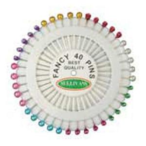 Pins And Needles: Sullivans Pearl Head Pins, 38mm Assorted Fluro- 40pc