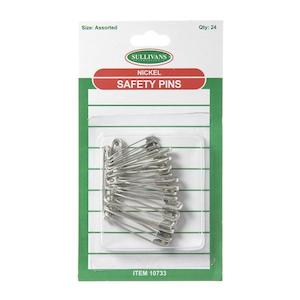 Pins And Needles: Assorted Nickel Safety Pins- 24pk