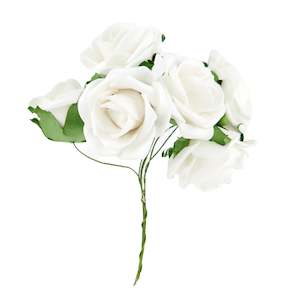 Party Supplies: Bunch of Roses, White- 6pk