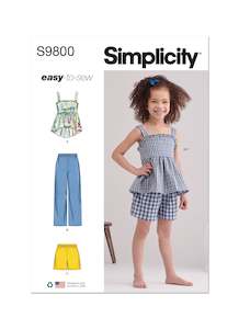 Childrens Shorts: Simplicity Pattern 9800 Children's Top, Pants and Shorts