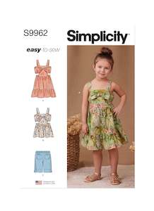 Childrens Shorts: Simplicity Pattern 9962 Children's Dress, Top and Shorts