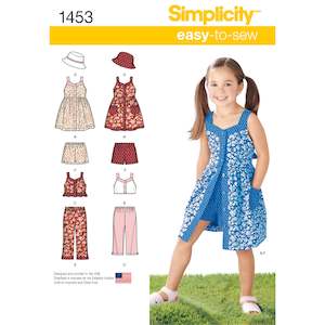 Simplicity Pattern 1453 Child's Dress, Top, Trousers or Shorts and Hat