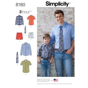 Childrens Shorts: Simplicity Pattern 8180 Boys' and Men's Shirt, Boxer Shorts and Tie