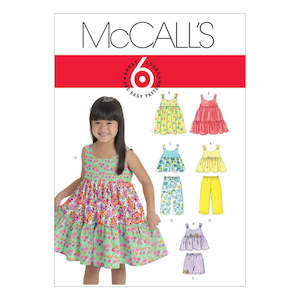 McCall's Pattern M6017 Toddlers'/Children's Tops, Dresses, Shorts And Pants
