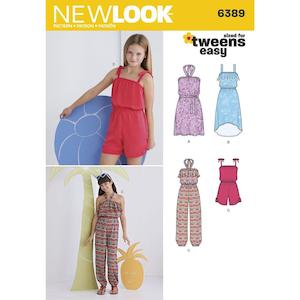 Childrens Shorts: Newlook Pattern 6389 Girls' Easy Jumpsuit, Romper and Dresses