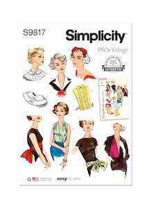 Adults Costumes: Simplicity Pattern 9817 Misses' Neckwear, Headband, Dickey and Sash-Belt