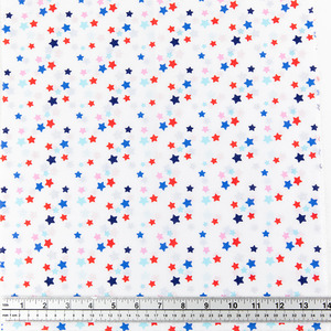 Fabric And Patterns: Print Craft & Quilting Fabric, Multi Stars On White- Width 112cm