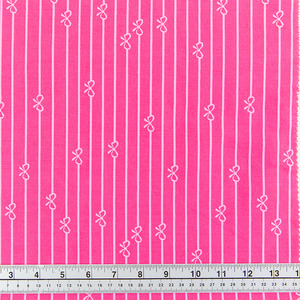 Fabric And Patterns: Print Craft & Quilting Fabric, Magenta Stripes And Bows- Width 112cm
