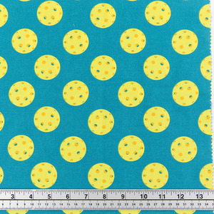 Fabric And Patterns: Print Craft & Quilting Fabric, Pickleball On Teal- Width 112cm