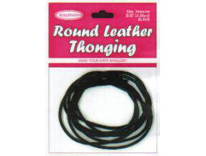 Sewing: Sullivans Round Leather Thonging, Black- 1mm x 1m