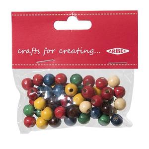 Craft And Hobbies: Arbee Wood Beads, Round 8mm Assorted- 50pc