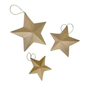 Seasonal: Christmas Paper Mache, 3D Star- 3pk