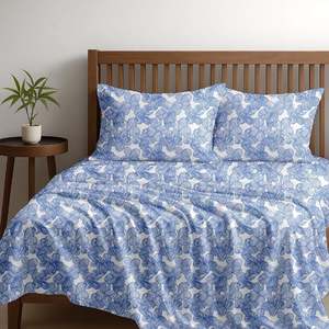 Alaria Printed Cotton Sheet Set, Single Bed- Bloom