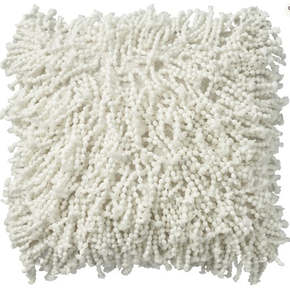 Bedroom: Mina Victory Shaggy Cushion, White- 50.8cmx50.8cm