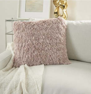 Bedroom: Mina Victory Shaggy Cushion, Blush- 50.8cmx50.8cm