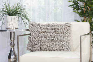 Mina Victory Shaggy Cushion, Silver- 50.8cmx50.8cm
