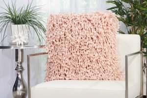 Mina Victory Shaggy Cushion, Rose- 50.8cmx50.8cm