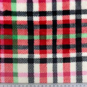 General Purpose Fabrics: Printed Coral Fleece Fabric, Multi Grid - 155cm