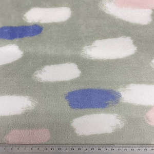 General Purpose Fabrics: Printed Coral Fleece Fabric, Grey Scrawl -155cm