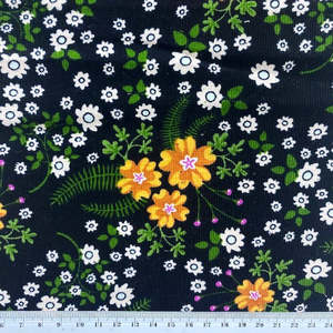 Fabric And Patterns: Printed Corduroy Fabric, Gold Floral- Width 114cm
