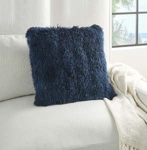 Mina Victory Shaggy Cushion, Navy- 50.8cmx50.8cm