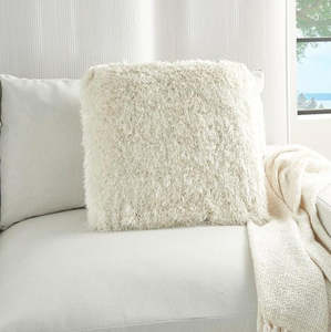 Mina Victory Shaggy Cushion, Cream- 50.8cmx50.8cm