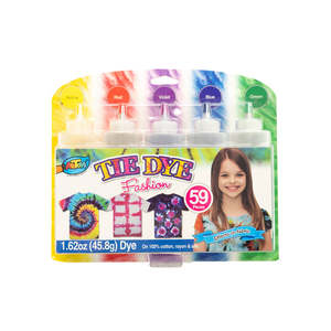 Fabric Dyes: Makr Tie Dye Rainbow Kit, Yellow/Red/Violet/Blue/Green- 5pk