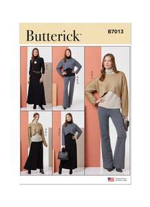 Womens Tops: Butterick Pattern B7013 Misses' Knit Tops, Skirt, And Pants