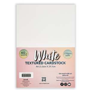 Craft And Hobbies: Makr Textured Lightweight Cardstock, White- A4