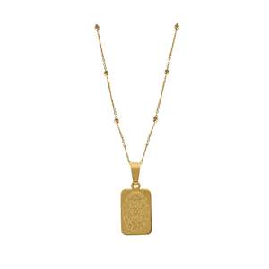 Saints: Saint Necklace (Rectangle) | Gold w Starseed Ball Chain