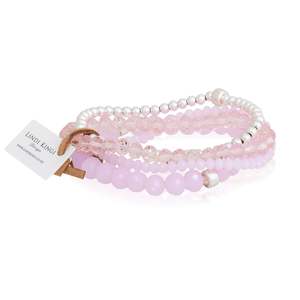 Lkd Classic: Beaded Bracelet Set  | Blush Cut Glass