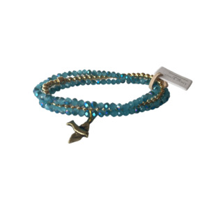 Lkd Classic: Beaded Bracelet Set | Iridescent Blue and Gold | 4mm beads