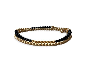 Lkd Classic: Beaded Bracelet Set  | Black and Gold Stripe