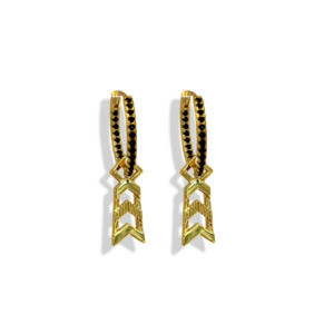 Energy Formation: Formation Black Embellished Sleeper Earrings | Gold