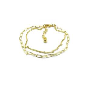 Bracelets: Paperclip & Chain double bracelet | Gold