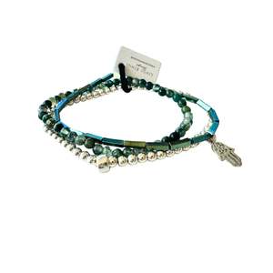 Bracelets: Beaded Bracelet Set  | Moss Agate | Silver