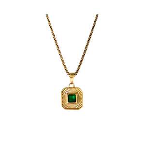 Necklaces: Zarela Necklace | Gold w Emerald