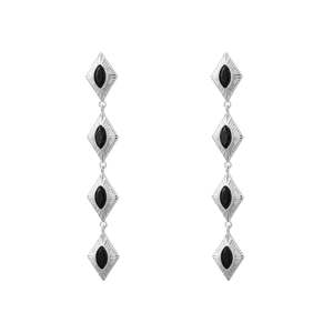 Sagrada Single Drop Earrings | Noir & Silver