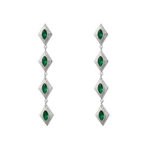 Sagrada Single Drop Earrings | Emerald & Silver