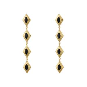 Sagrada Single Drop Earrings | Noir & Gold