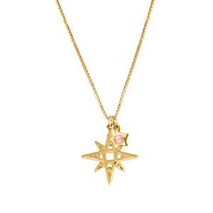 The Chaos Of Stars The Alignment Of Stars: LKD Signature Star Necklace with Pink Star| Gold