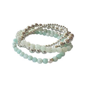 Lkd Classic: Beaded Bracelet Set |Luxe Mint & Silver