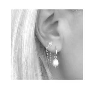 Earrings: Pearl Sleeper & Stud Set| Silver