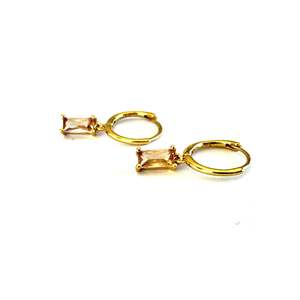 Earrings: Champagne Baguette Sleepers | Gold